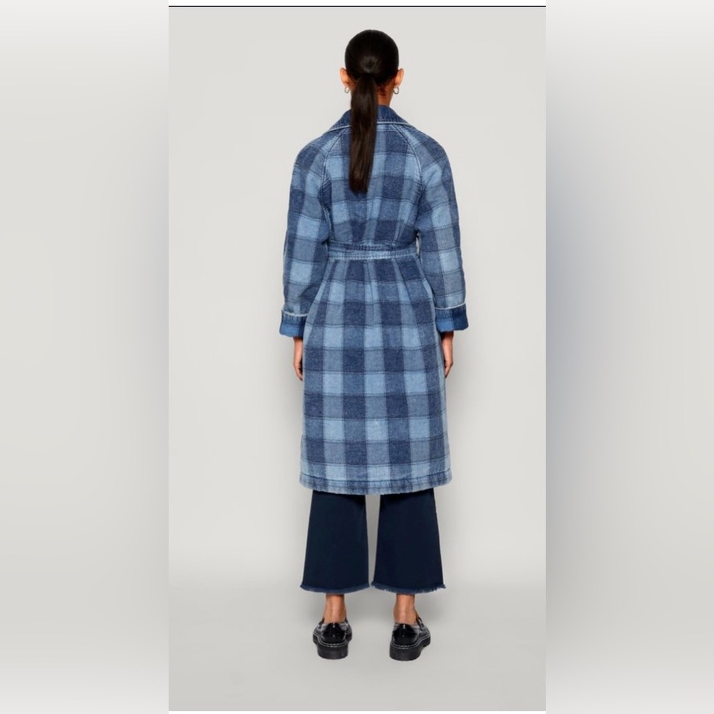 Baum und Pferdgarten blue cotton Coat Worn Indigo Plaid Check Belted EU 34 NWT - Picture 2 of 8